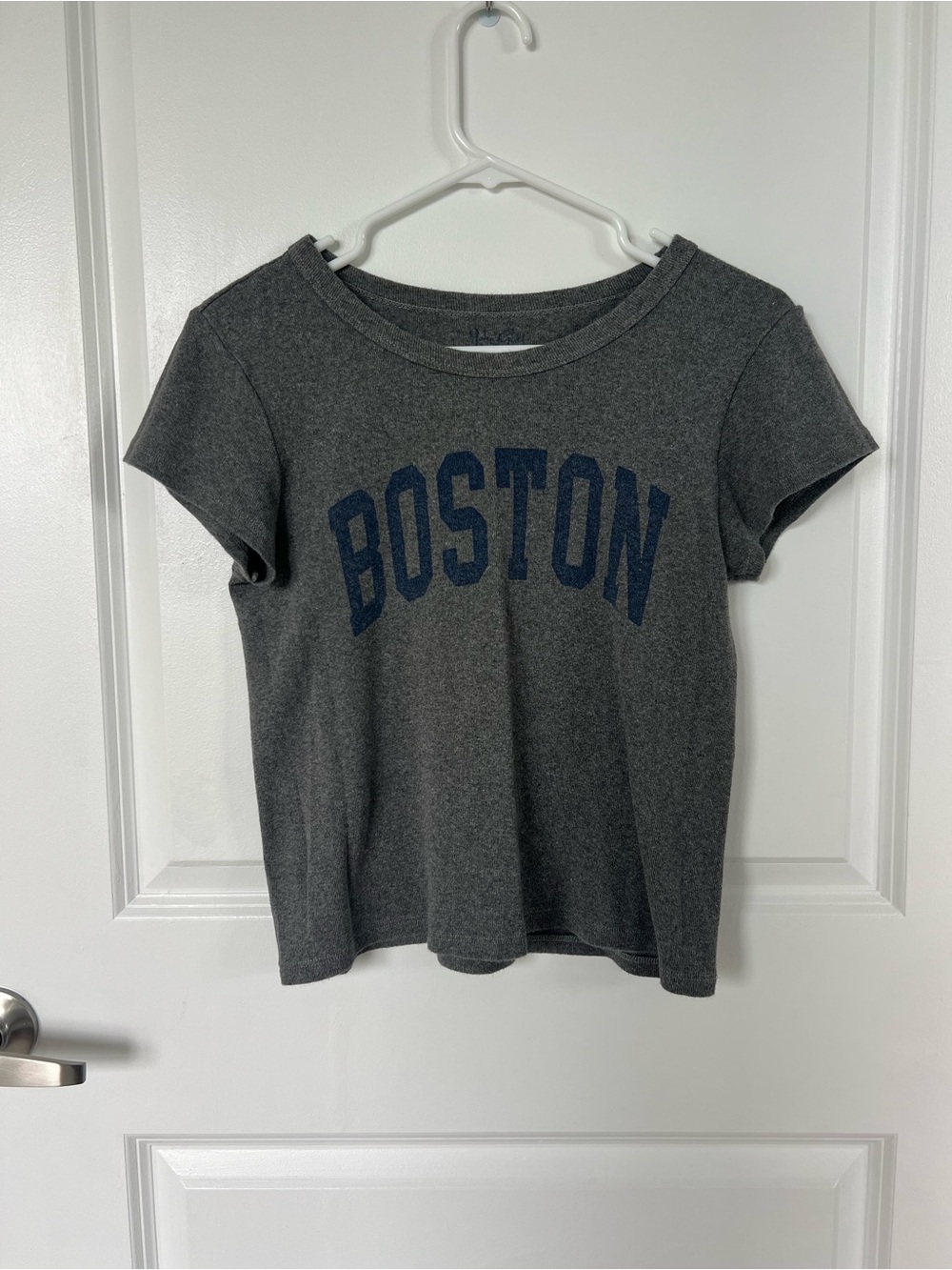 John Galt Gray Tee with Navy Boston Graphic